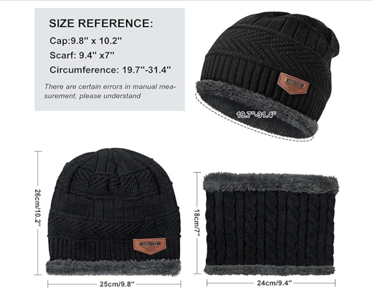 Beanie Cap and Neck Warmer Set for Men & Women