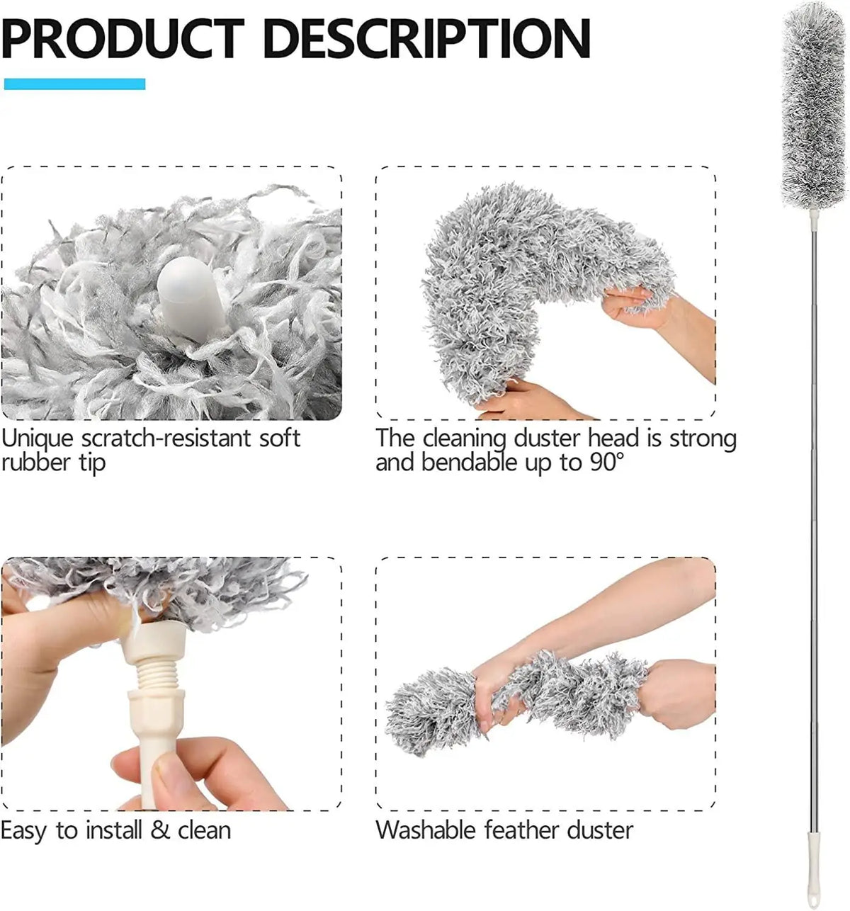 Aerowisp T100 – Telescopic High-Reach Cleaning Wand, Cloud Grey