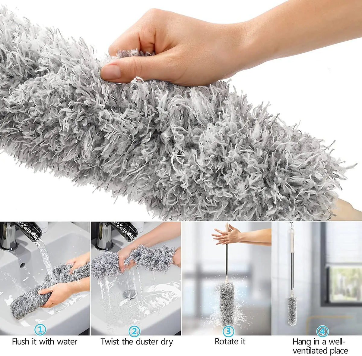 Aerowisp T100 – Telescopic High-Reach Cleaning Wand, Cloud Grey