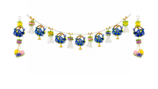 Lureva Lifestyle Evil Eye Floral Door Toran with Side Hangings – 3-Piece Decorative Set
