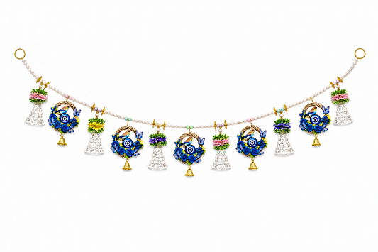 Lureva Lifestyle Evil Eye Floral Door Toran with Side Hangings – 3-Piece Decorative Set