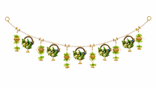 Lureva Lifestyle Cow & Peacock Decorative Door Toran with Side Hangings – 3-Piece Set