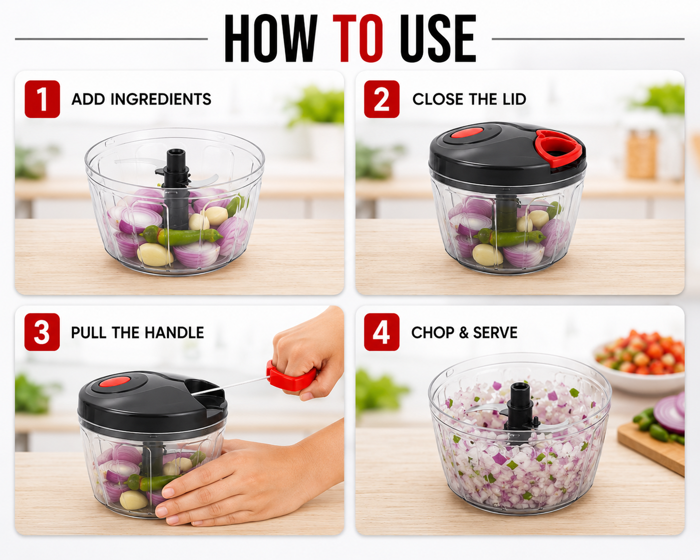 Lureva Lifestyle 400 ML Manual Vegetable Chopper for Kitchen