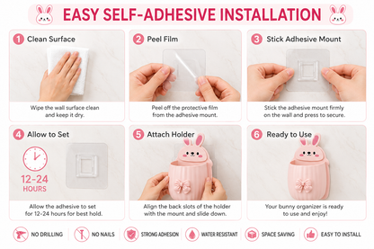 Bunny Self Adhesive Wall Organizer Pack of 2