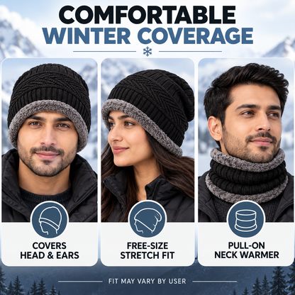 Beanie Cap and Neck Warmer Set for Men & Women