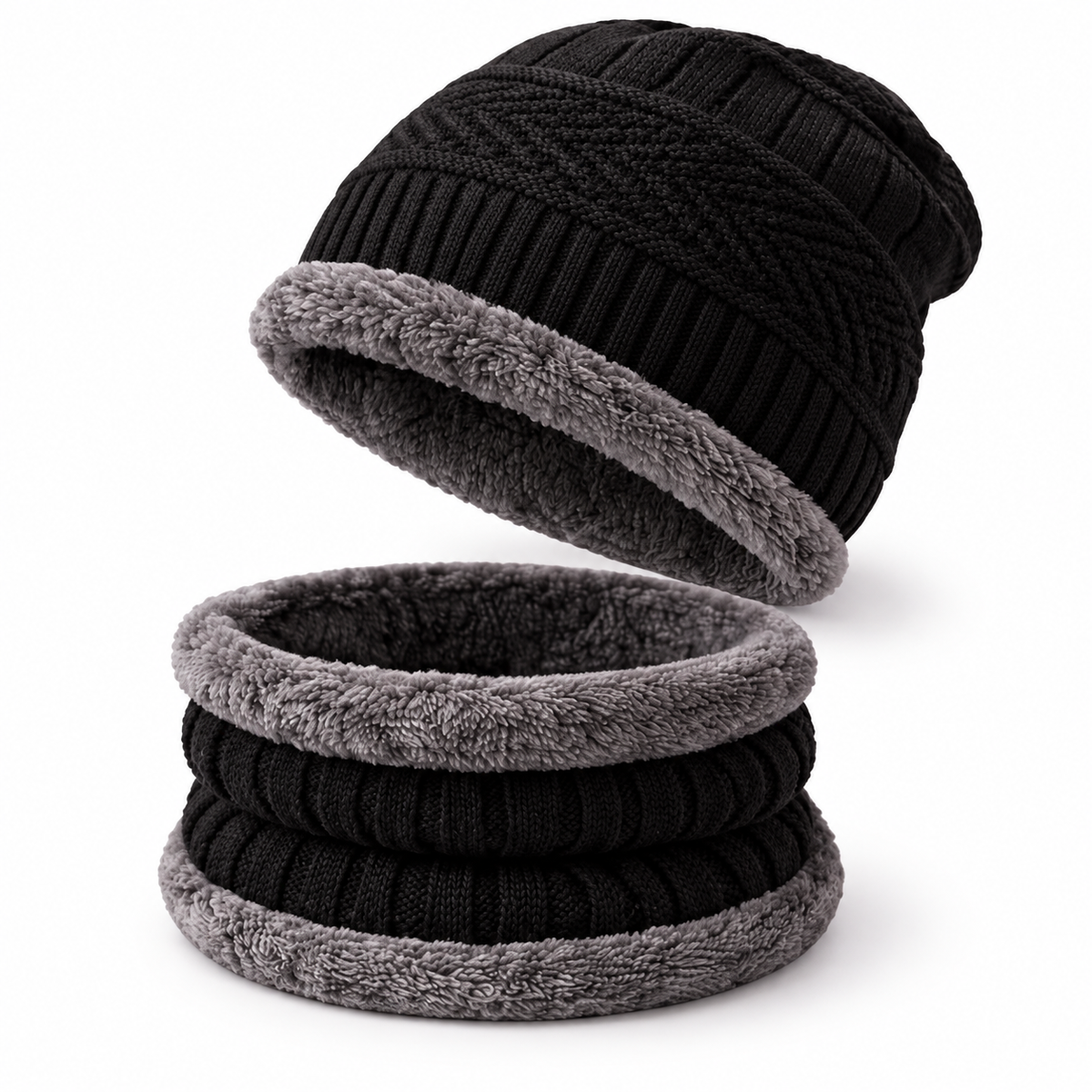 Beanie Cap and Neck Warmer Set for Men & Women