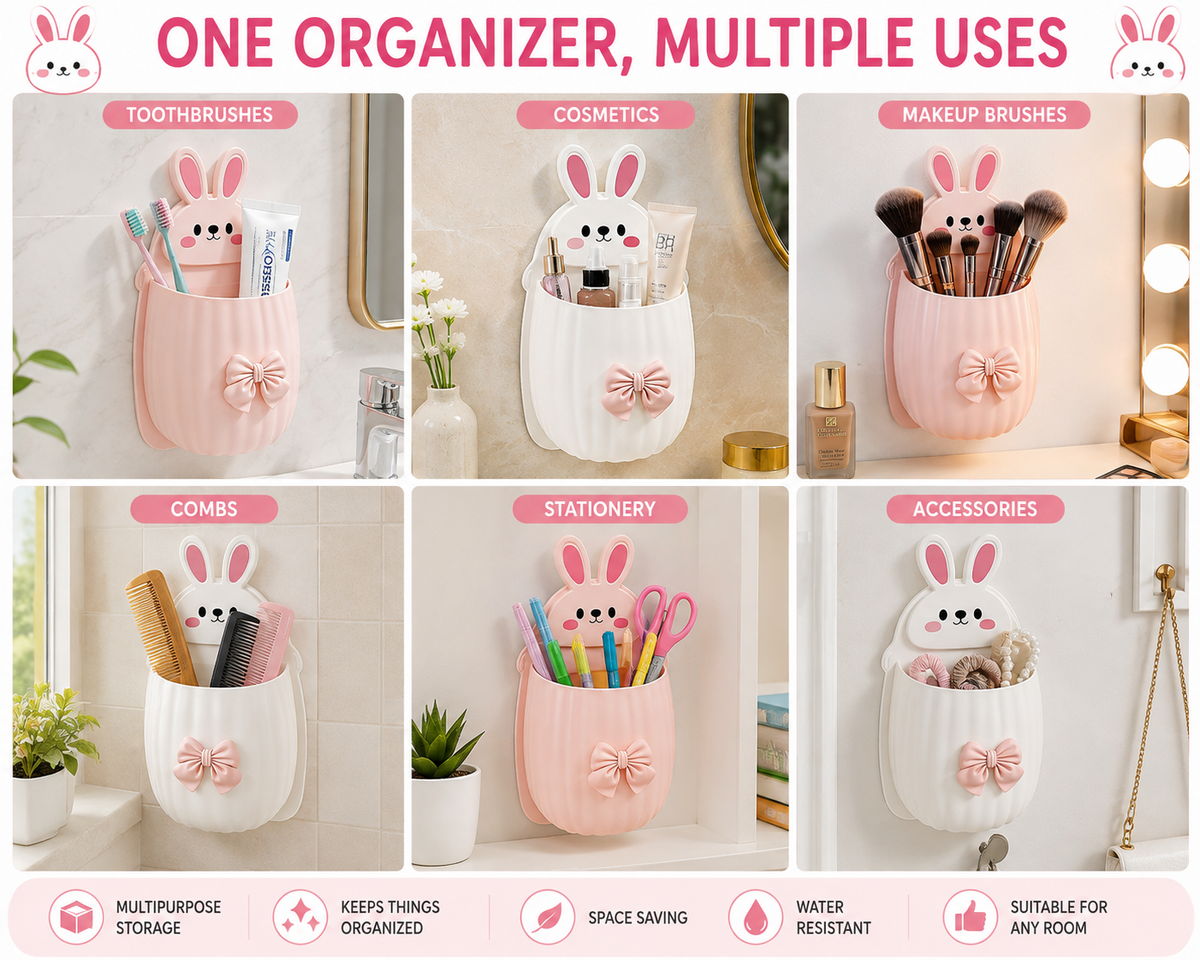 Bunny Self Adhesive Wall Organizer Pack of 2