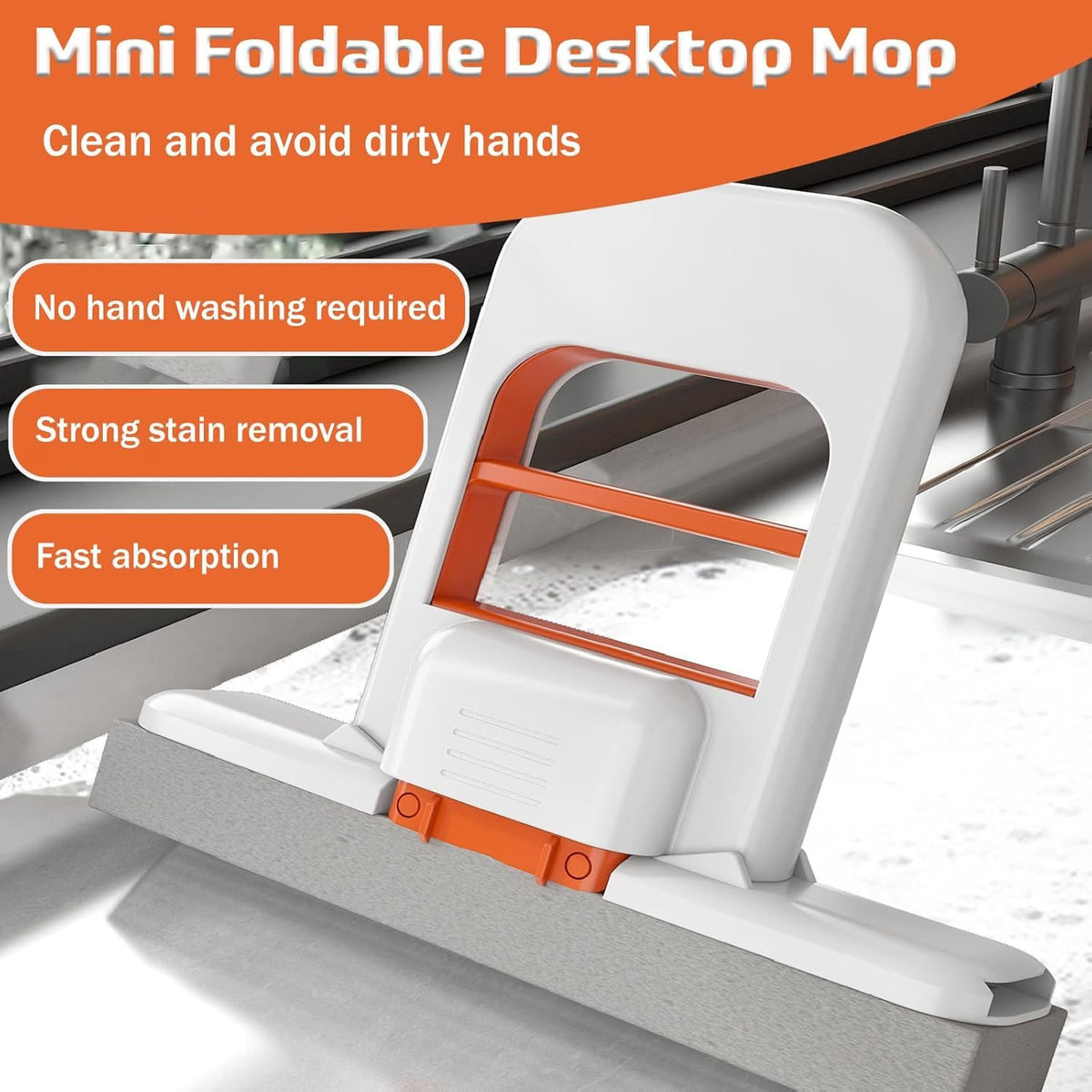 Mini Self-Squeeze Sponge Mop – Foldable Wet & Dry Cleaning Tool