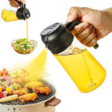 2-in-1 Oil Sprayer & Dispenser Bottle – Refillable Glass Cooking Oil Spray Bottle with Handle