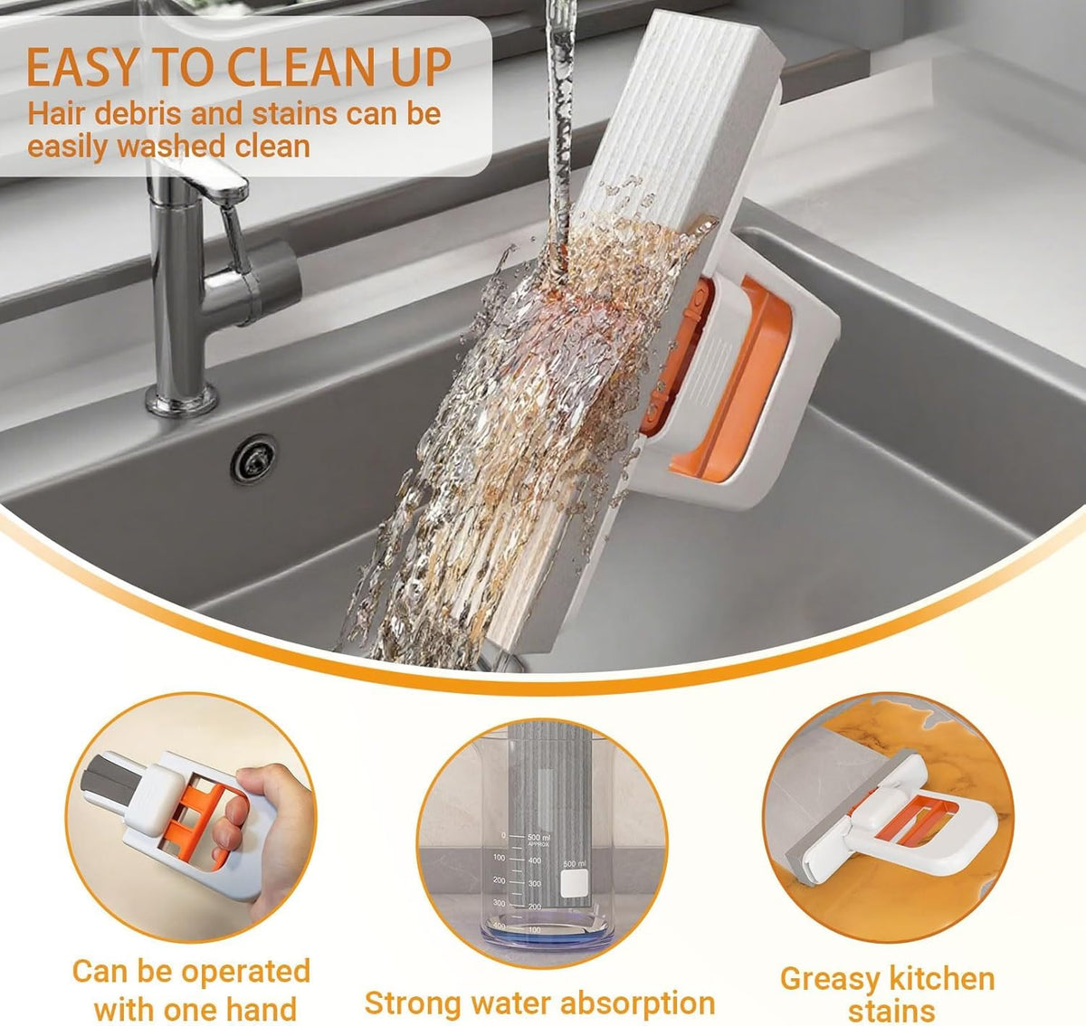 Mini Self-Squeeze Sponge Mop – Foldable Wet & Dry Cleaning Tool