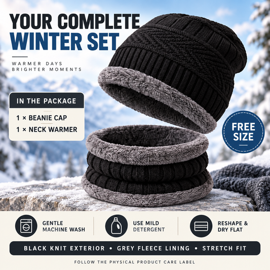 Beanie Cap and Neck Warmer Set for Men & Women