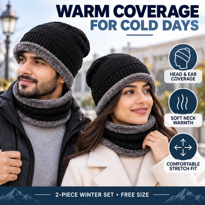 Beanie Cap and Neck Warmer Set for Men & Women