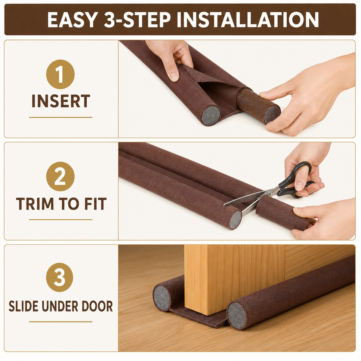 Silentra D2 Duo – Twin-Edge Door Comfort Barriers, Cocoa Brown