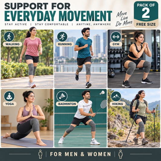 Knee Compression Sleeves for Men & Women, Pack of 2