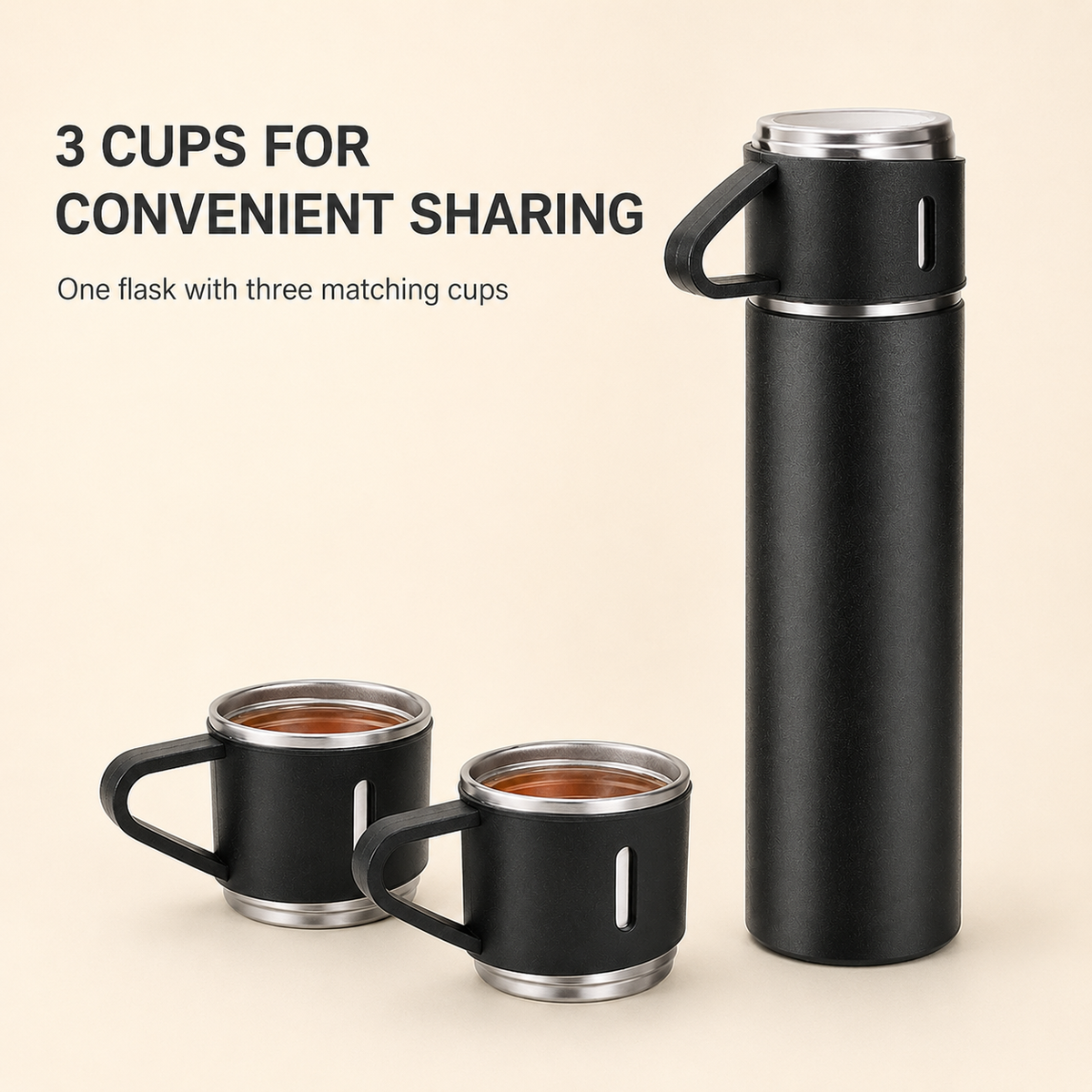 Thermelle V500 – Insulated Pour-and-Share Set, Midnight Black