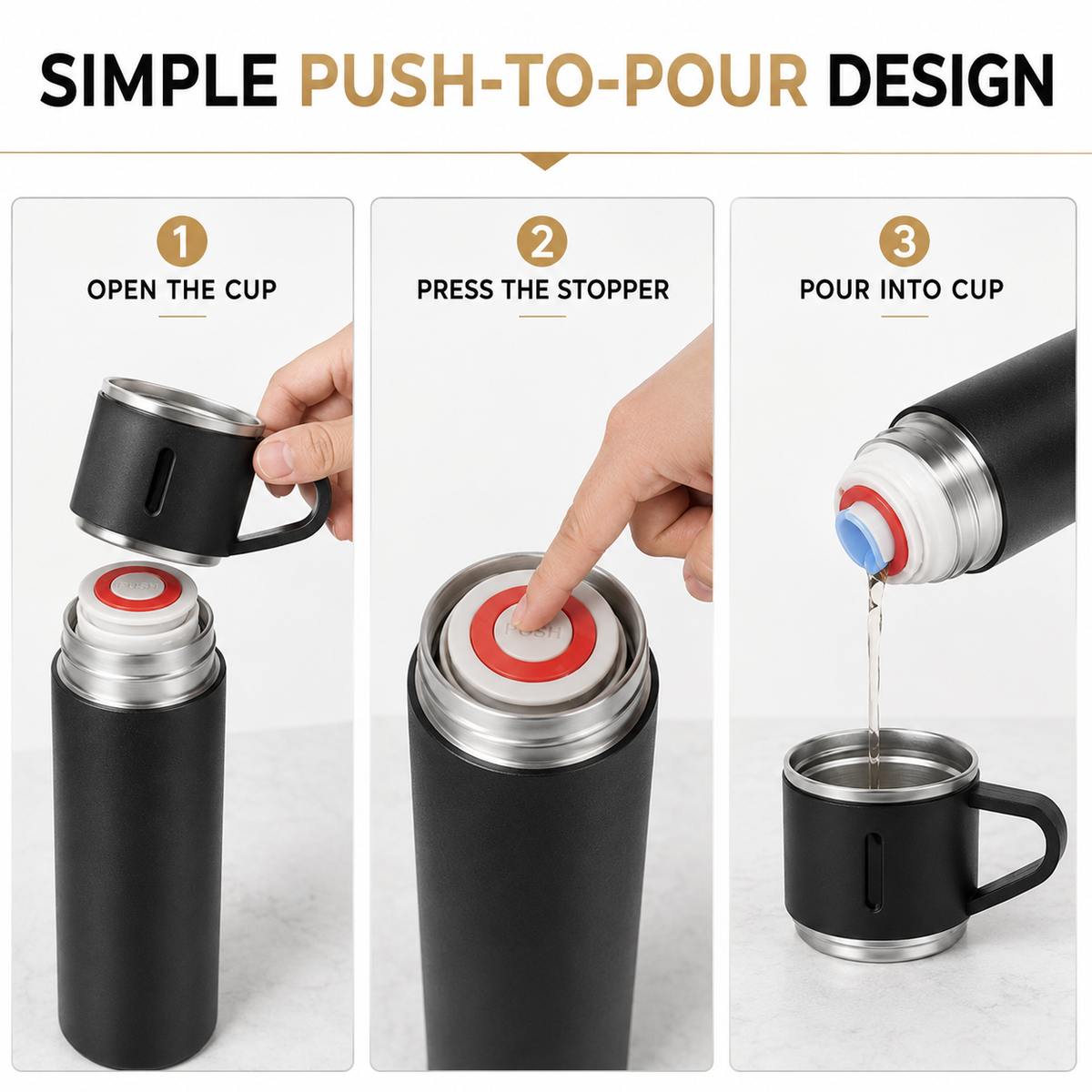 Thermelle V500 – Insulated Pour-and-Share Set, Midnight Black