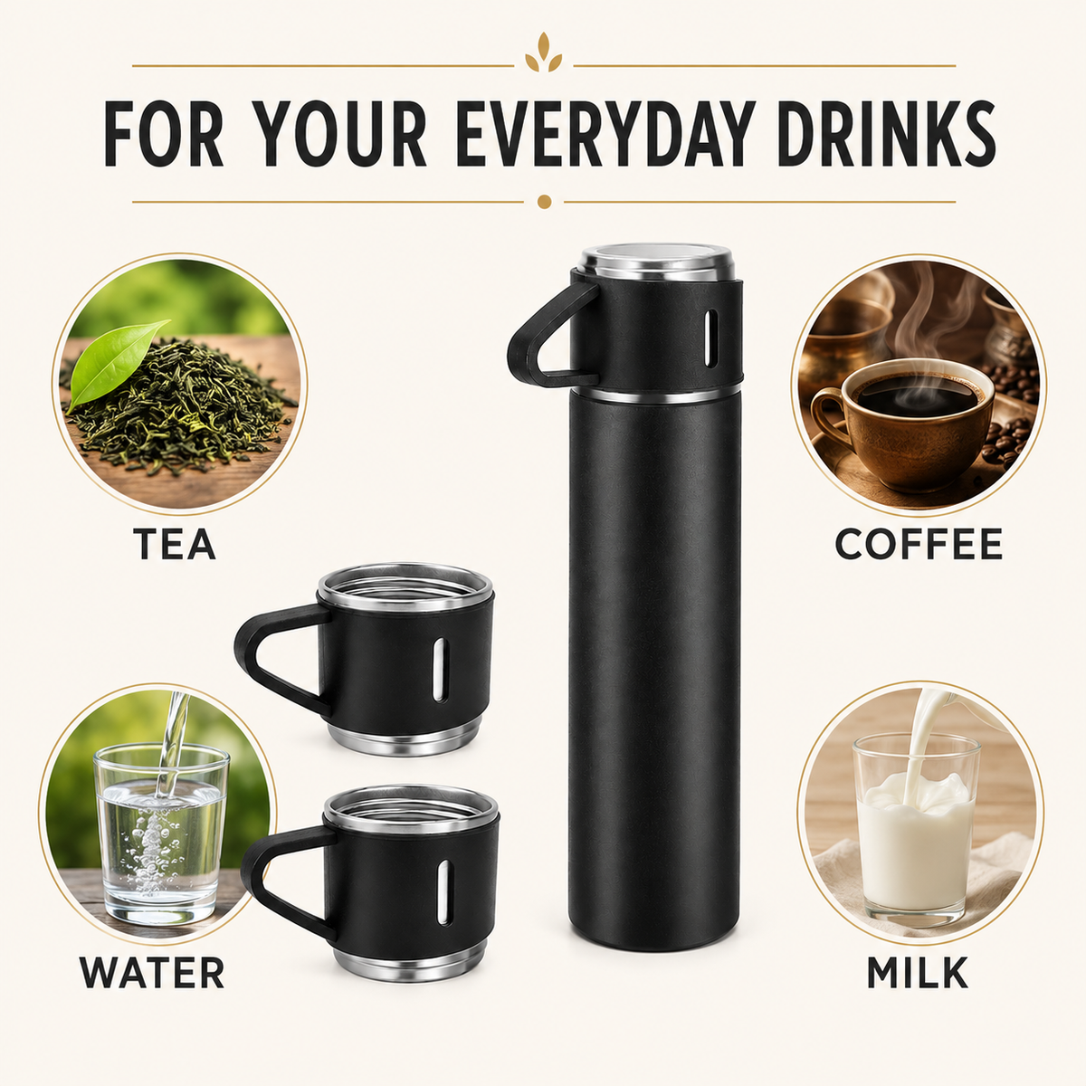 Thermelle V500 – Insulated Pour-and-Share Set, Midnight Black