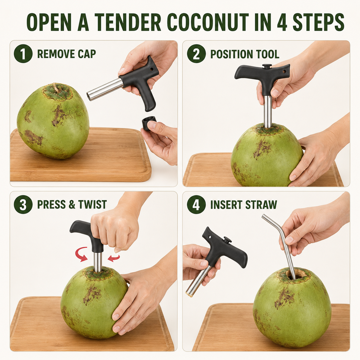 Cocovelle C7 – Fresh Coconut Access Kit, Onyx Black