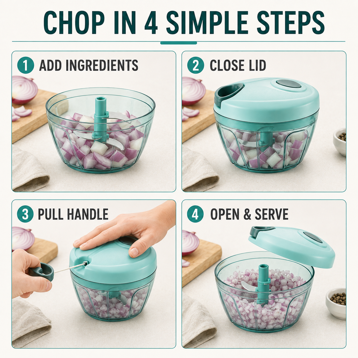 Cordelle M500 – Triple-Edge Manual Prep Bowl, Leaf Green