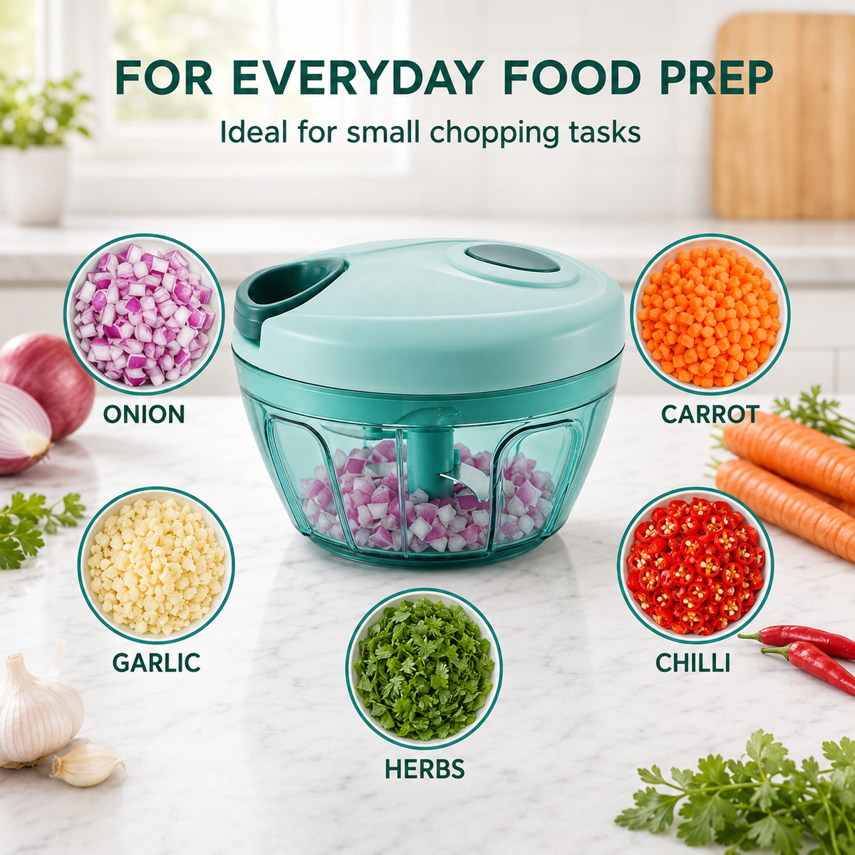Cordelle M500 – Triple-Edge Manual Prep Bowl, Leaf Green