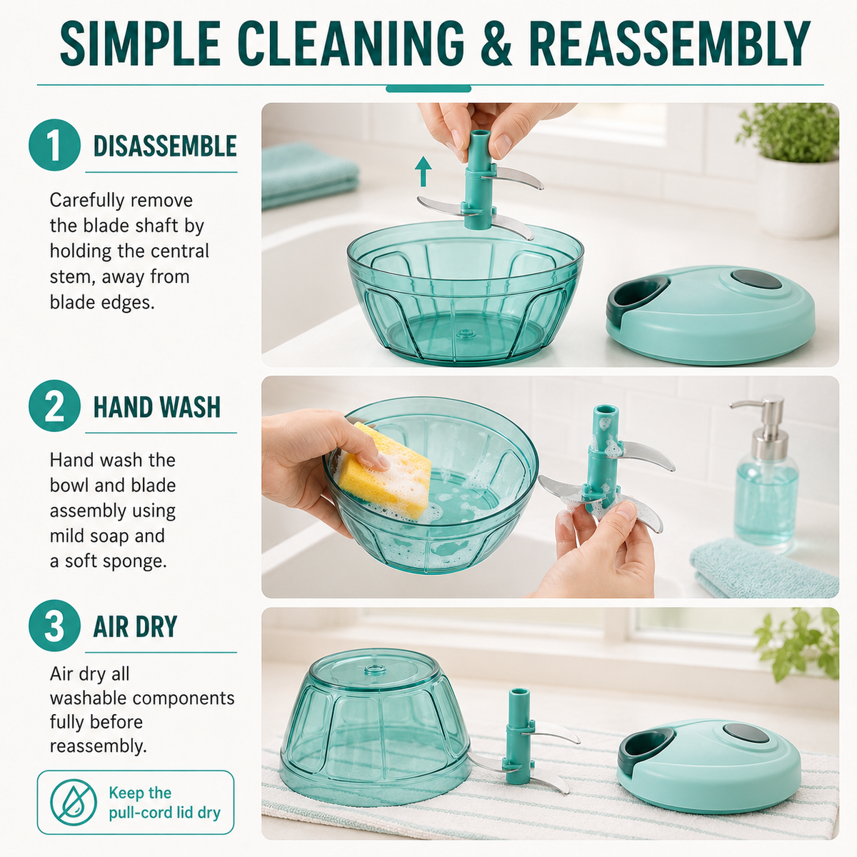 Cordelle M500 – Triple-Edge Manual Prep Bowl, Leaf Green