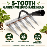 5-Tooth Carbon Steel Garden Weeding Rake Head for Soil Loosening