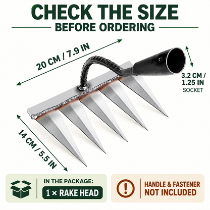 5-Tooth Carbon Steel Garden Weeding Rake Head for Soil Loosening