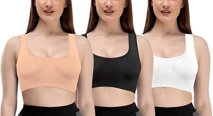 Women’s Cotton Air Bra Pack of 3 – White, Peach & Black