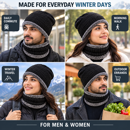 Beanie Cap and Neck Warmer Set for Men & Women
